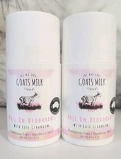 The Natural Goats Milk Company Roll On Deodorant With Rose Geranium Set of 2 NIB
