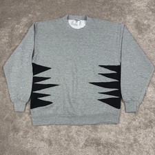 Gray Black Reworked Crewneck Sweatshirt Size L Handmade DIY Upcycled Cutout