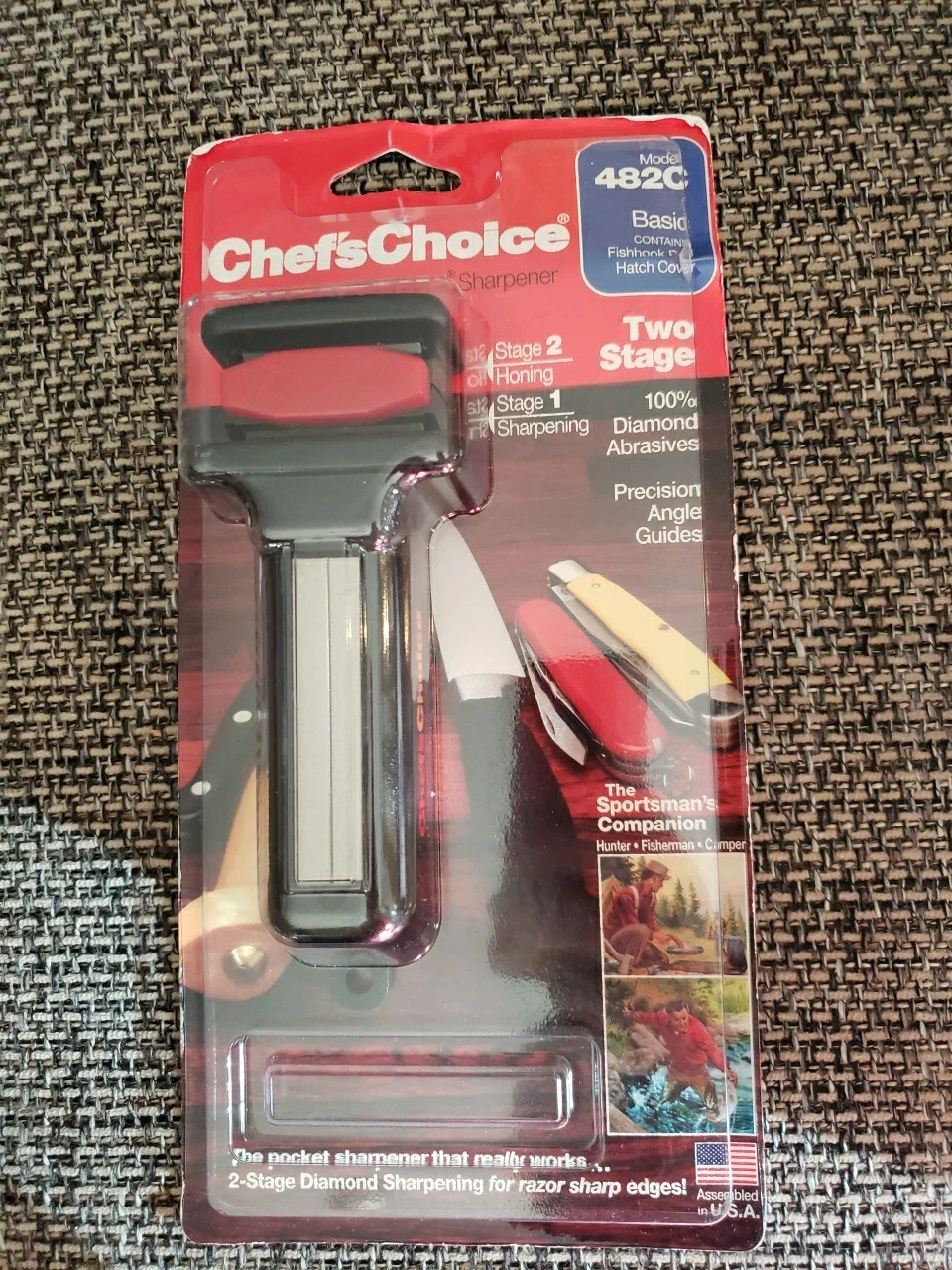 New Chefs Choice Manual Diamond Hone Knife Sharpener 2 Stage 482C Fish Hooks