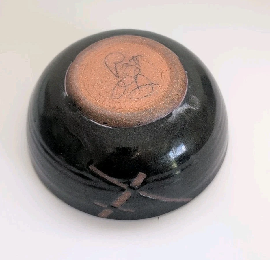 Juego de 2 Arroceros Ramen 6" Negro Marrón Patrón Artista Firmado con Palillos  Foto 4 de 4