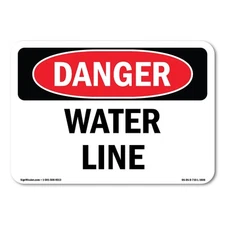 Water Line ANSI OSHA ANSI Danger Sign Metal Plastic Decal