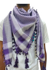 Palestine Shemagh Keffiyeh Khufiya Traditional Purple Arabic Scarf with Tassel