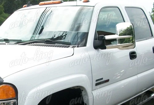 ABS CHROME SIDE VIEW TOWING MIRROR COVERS CAP FIT 01-14 GMC SIERRA 2500HD 3500HD