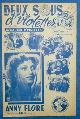 FILM DEUX SOUS DE VIOLETTES PARTITION ANNY FLORE JEAN ANOUILH VAN PARYS 1951 - Photo 1/3