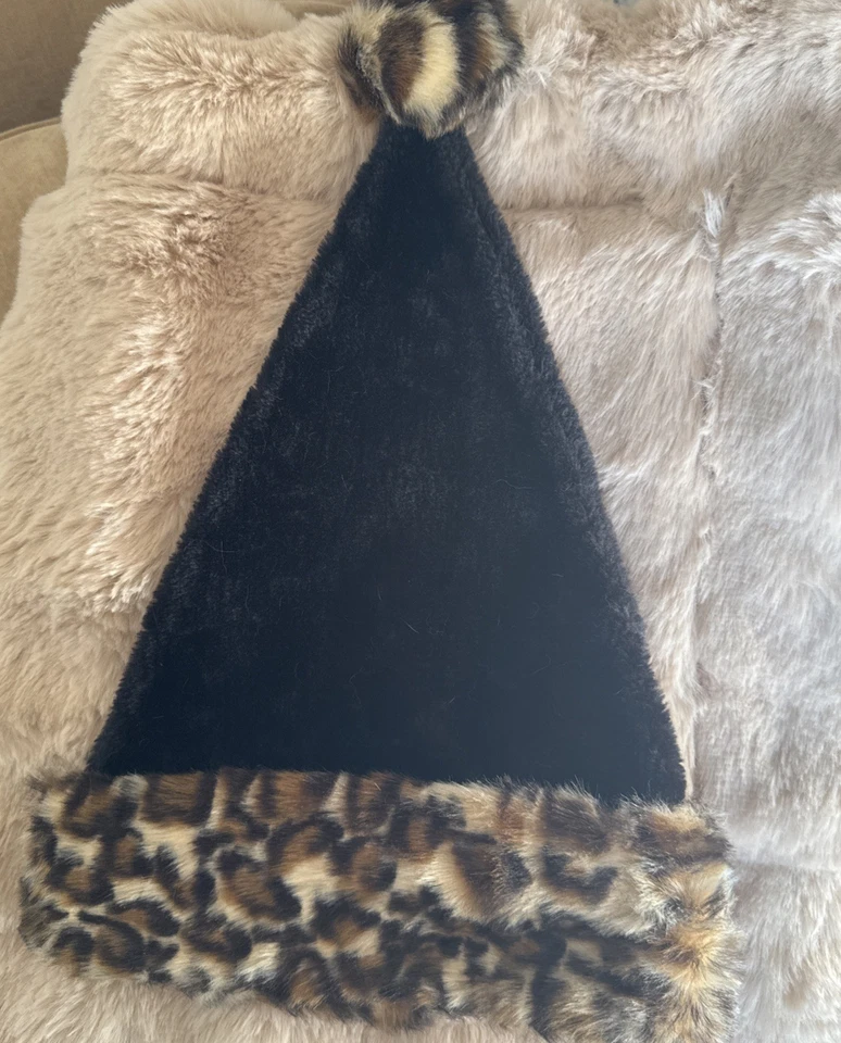 Рождественский леопард черная шляпа один размер подходит для всех винтажный - Изображение 3 из 3