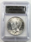 1924-P $1 Peace Dollar ICG BRILLIANT UNCIRCULATED 90% Silver US Coin BU UNC