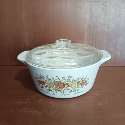 Pyroflam Kochtopf 26 cm, Teller rund mit Deckel, Gemüsedekor Vintage
