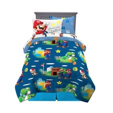 Super Mario Kids Full Size Bedding Comforter and Sheet Set with Sham 7-Pieces