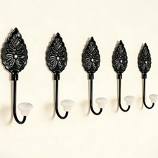 Leaf Decorative Wall Hooks Set of 5 , Vintage Rustic Wall Mount Coat Hooks H...