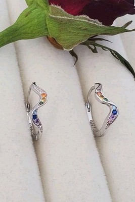 925 Sterling Silber Ringe Elegante Zick Zack Ohrringe 