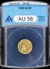 1929 $2.50 Gold Indian Head Quarter Eagle ANACS AU 58