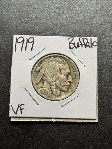 1919 P Buffalo Nickel VF Very Fine Better Date US 5c Type Coin (Raw19084)