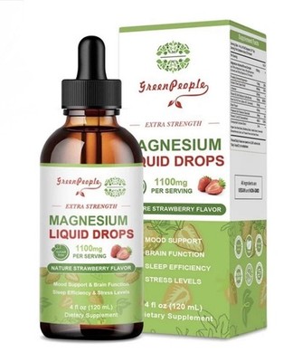 Magnesium Glycinate Liquid Drops Magnesium Complex 1100 mg Strawberry Flavor 4oz