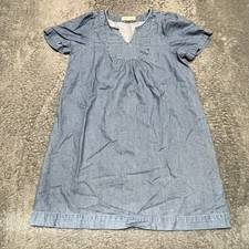 Madewell Denim Popover Dress Light Wash Short Sleeve Size Small Womens