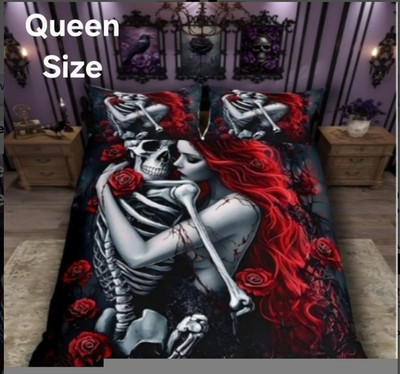 Gothic Bedding Set Red Rose Comforter Set - Queen Size