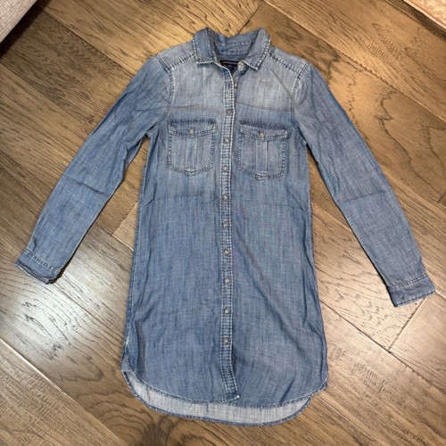 American Eagle Outfitters XXS Denim Shirt Dress Long Sleeve Button Down