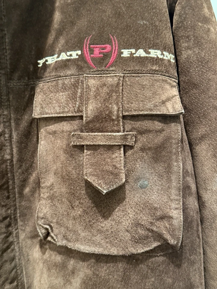 Phat Farm Men's Leather Heavy Shearling Jacket/Coat Men's XL Fur Lining Pockets - Image 2 of 4