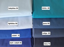 Öko-Tex Baumwollpopeline uni  50 x 150 cm blau Töne
