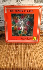 Vintage Silver Tinsel Star Christmas Tree Topper 30 Colored Lights with box