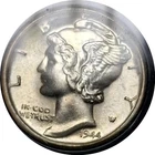 USA 1944-D 10 cents Mercury dime old silver coin #5600 Ch.BU FSB Capitol holder