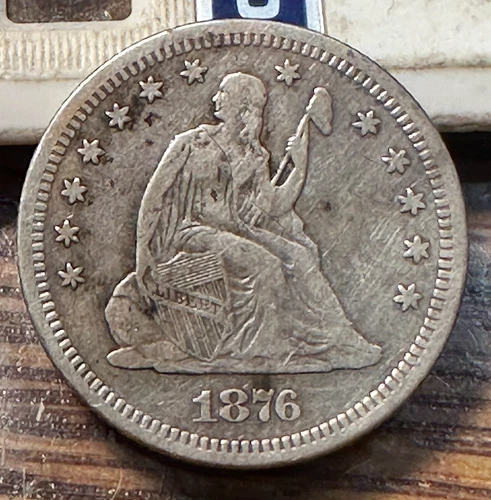 1876-S Seated Liberty Quarter Nice VF Details CHRC