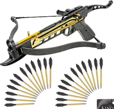Self-Cocking Crossbow Bundle with Adjustable Sights, Spare Black 