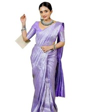 Women's Banarasi Soft Silk Saree Pure Silk with Unstitched Blouse Piece