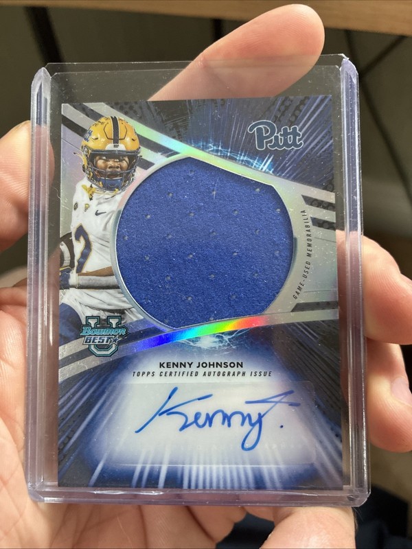 Kenny Johnson GAME USED RELIC AUTO 2025 Bowman Best U Pittsburgh Football JRA-KJ
