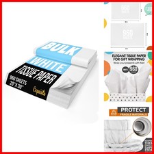 Crown Display Party Solids White Tissue Paper 20" X 30" for Gift Bags