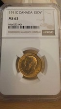 1911-C (Ottowa / Canada) King George V Full Gold Sovereign NGC MS63 Low Mintage