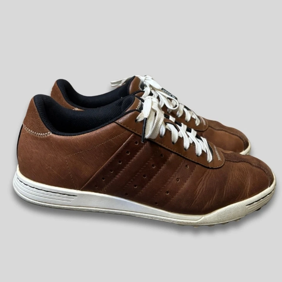 Zapatos de golf Adidas parte superior baja cuello acolchado suela de goma cuero marrón para hombre 9 Foto 3 de 4