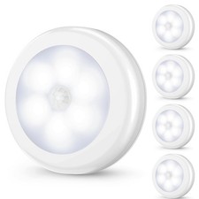 4 Pack Motion Sensor LED Night Lights Battery Magnetic Stick On White