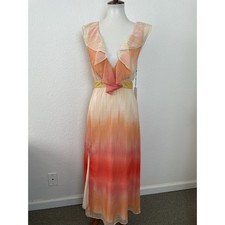 Flynn Skye Tank Dress Women Sz S Mid Side Slit Plunge Ruffled Ombre NWT