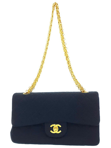CHANEL Matelasse 23 A01113 Jersey Black Double Flap Chain Shoulder Bag