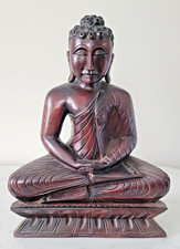 12  Hand Carved Wooden Buddha Statue   Sitting Meditation Pose