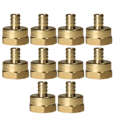 10 Pack XFITTING 1/2'' Pex B x 3/4'' Female NPT Threaded Adapter, Lead Free Brass