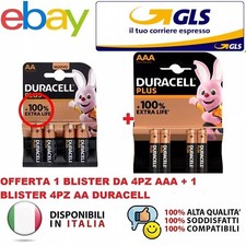 OFFERTA Batterie Duracell PLUS 4PZ AA + 4PZ AAA Stilo + MiniSTILO 1,5V
