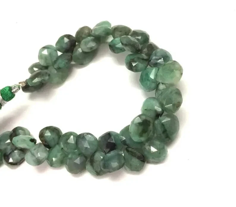 天然翡翠刻面心形三角形散装宝石 8 英寸珠 12-15 毫米 — 第 3/4 张图片