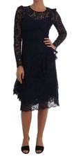 DOLCE & GABBANA Dress Blue Taormina Floral Lace Sheath IT40 / US6 / S RRP $3600 