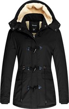 Wantdo Women's Winter Thicken Jacket Cotton Coat With Removable Hood Black L