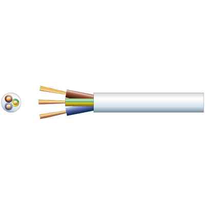 5m weißes 3-adriges Flexkabel für Elektrogeräte & Beleuchtung 0,75mm² 6A