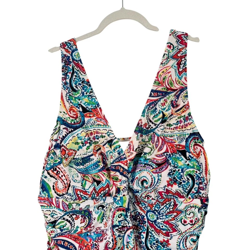 Traje de baño Chaps floral de una pieza vestido modesto vacaciones playa mujer plus 22W Foto 2 de 4