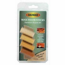 4 x Rustins Briwax Wax Filler Sticks Furniture Repair Kit LIGHT Shades