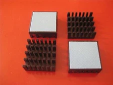 Black Aluminum 25X25X5 HEAT SINK with Thermal Adhesive  ( Qty 6 )  *** NEW ***