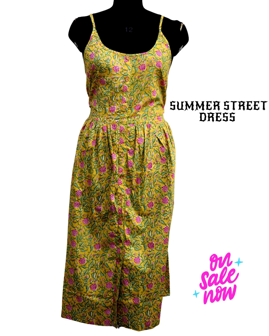Indian Summer Street Yellow Floral Dress Women's Clothes Cotton Party wear Dress