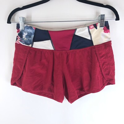 Lululemon Womens Run Times Shorts Running Lined Bumble Berry Red Geometric 4