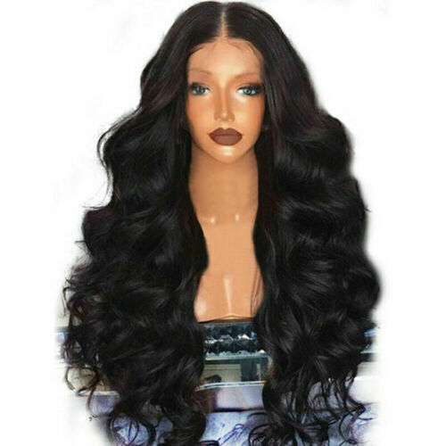 Fashion Black Long Curly Wigs Women Natural Body Wavy Hair Cosplay Wig 80cm - Picture 4 of 8