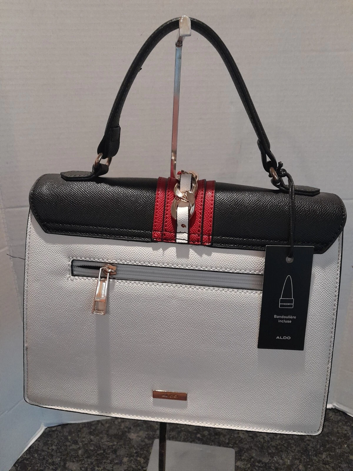 BORSA A MANO ALDO LEOPARDATA BIANCA E NERA