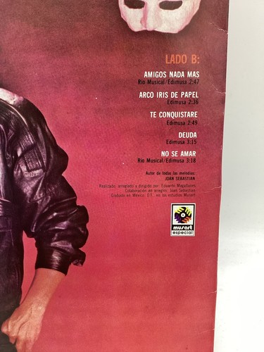 JOAN SEBASTIAN mascara (87’ MUSART MEXICO VINYL LP) VG++ (scarce!) - Picture 6 of 13