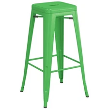 30'' High Backless Green Metal Restaurant Barstool For Indoor or Outdoor Use